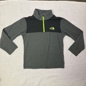 The North Face Boys Med 10-12 Grey Pullover Green Quarter Zip Fleece Sweatshirt